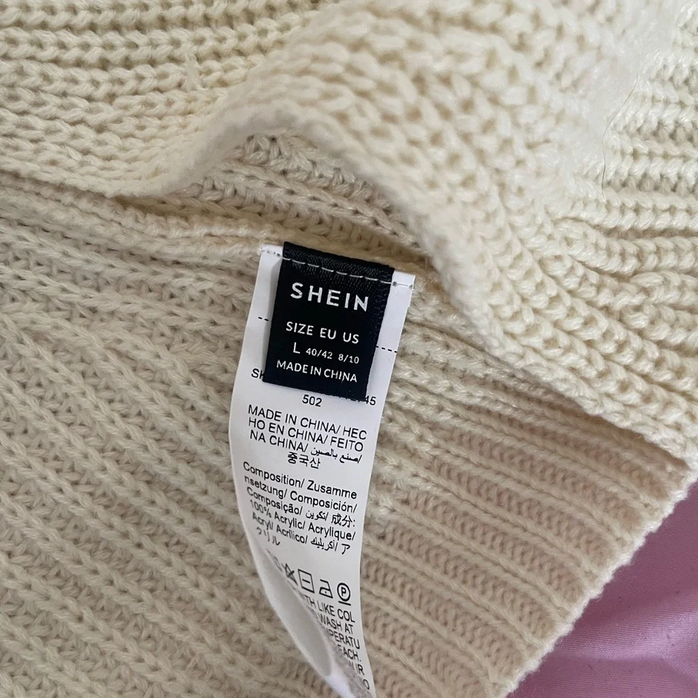 SHEIN Cream Shrug Sweater with Ribbed Knit Texture - Picture 4 of 4